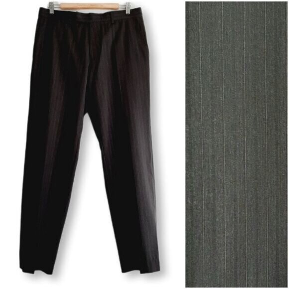 BOSS Hugo Boss Pasolini Movie 100% Wool Pin Stripe Formal Trousers Men's Sz 40 R - Picture 1 of 10